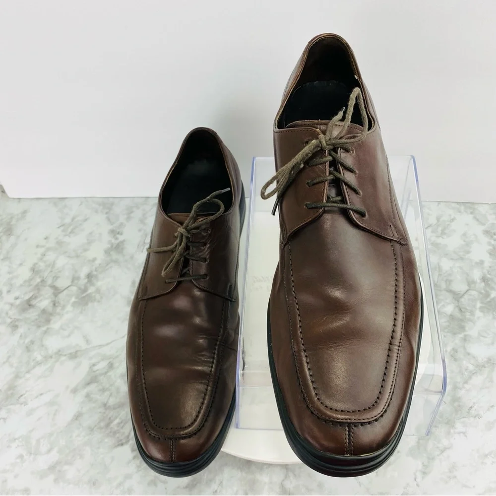 Cole Haan Leather Mens‎ 13 M Dark Brown Square Split Toe Comfort Lace Up C10697